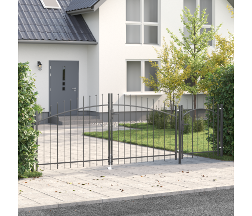 Vidaxl Dārza Vārti Ar Šķērsvirsmu Pelēki 125X400 Cm Tērauds