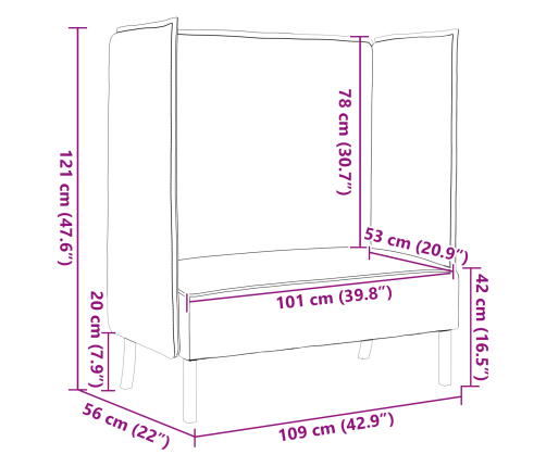 Augstais Dīvāns Gaiši Dzeltens 109X56X121 Cm Audums Vidaxl