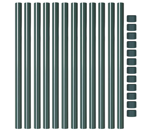 Žoga Stabi 12 Pcs Zaļa 60 Cm Pulverkrāsots Tērauds Vidaxl