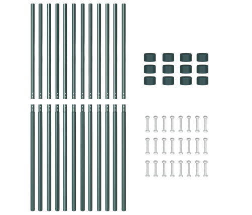 Žoga Stabi 12 Pcs Zaļa 210 Cm Pulverkrāsots Tērauds Vidaxl