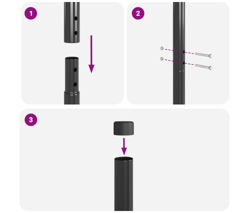 Žoga Stabi 2 Pcs Pelēka 200 Cm Pulverkrāsots Tērauds Vidaxl