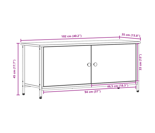 Vecs Koks Tv Vienība Vecs Koks Skaidu Plātne 102 X 35 X 45 Cm Vidaxl