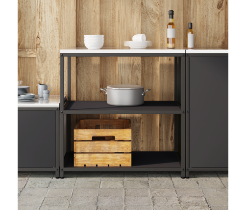 Virtuves Uzglabāšanas Plaukts Melna 60 X 50 X 92 Cm Tērauds Vidaxl