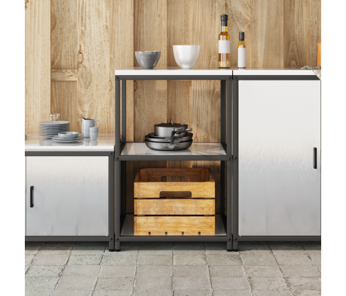 Virtuves Uzglabāšanas Plaukts Sudraba 60 X 50 X 92 Cm Vidaxl