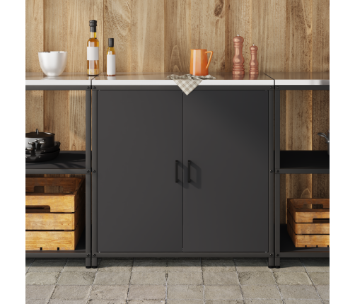 Virtuves Uzglabāšanas Skapis Melna 60 X 50 X 92 Cm Tērauds Vidaxl