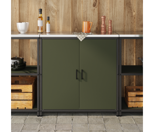 Virtuves Uzglabāšanas Skapis Olīvu Zaļš 60 X 50 X 92 Cm Tērauds Vidaxl