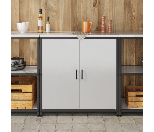 Virtuves Uzglabāšanas Skapis Ar Plauktu Sudraba 60 X 50 X 92 Cm Vidaxl