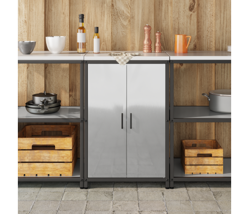 Virtuves Uzglabāšanas Skapis Ar Plauktu Sudraba 60 X 50 X 92 Cm Vidaxl