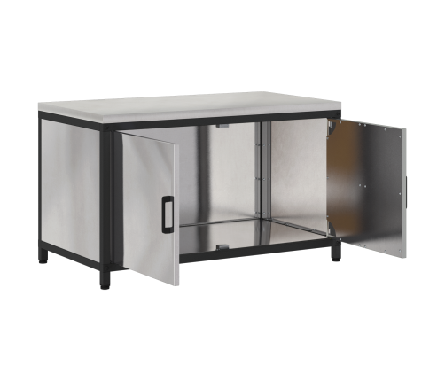 Virtuves Uzglabāšanas Skapis Ar Plauktu Sudraba 60 X 50 X 92 Cm Vidaxl