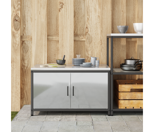 Virtuves Uzglabāšanas Skapis Ar Plauktu Sudraba 60 X 50 X 92 Cm Vidaxl