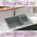 vidaXL virtuves izlietne ar noteci, 2 bļodas, pelēks granīts