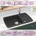 vidaXL virtuves izlietne, viena bļoda, melna, granīts
