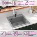 vidaXL virtuves izlietne, viena bļoda, pelēka, granīts