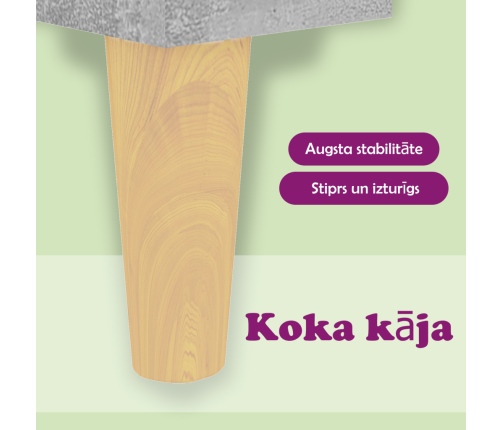 vidaXL naktsskapītis, priedes koka kājas, betona pelēks, 40x35x50 cm