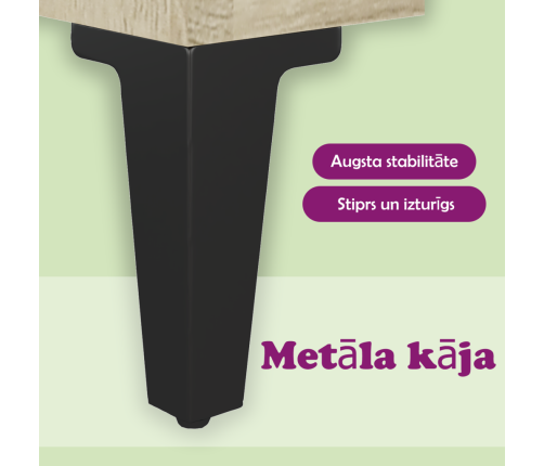 vidaXL kafijas galdiņš ar metāla kājām, ozolkoka krāsa, 50x50x40 cm