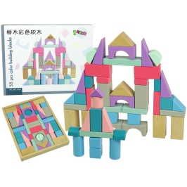 Wooden Bricks Pastel Colours 55 Pieces Castle Wooden Bricks Pastel Colours 55 Pieces Castle