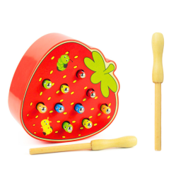 Wooden Skill Game Catch the Bug Strawberry Red Wooden Skill Game Catch the Bug Strawberry Red