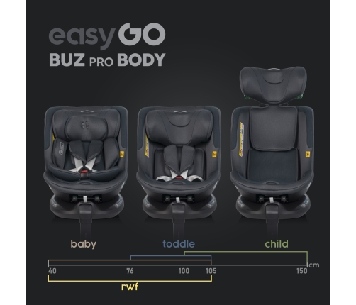 EasyGo Buz Pro Body Granito Bērnu autosēdeklis 0-36 kg