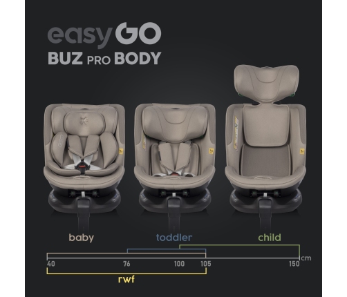 EasyGo Buz Pro 0-13 kg un EasyGo Buz Pro Body 0-36 kg Taupe Bērnu autosēdeklis 2in1