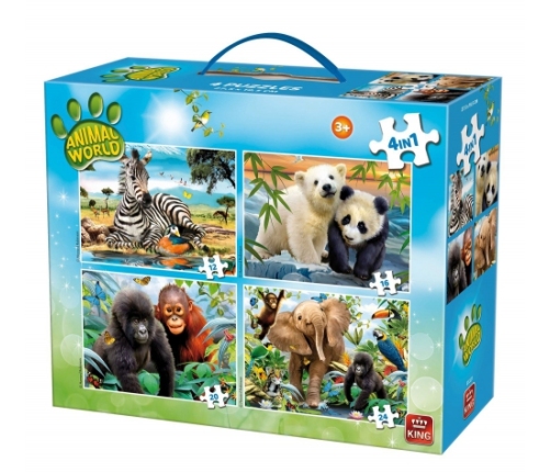 King - Puzzle 4 In 1 Animal World Carry Case