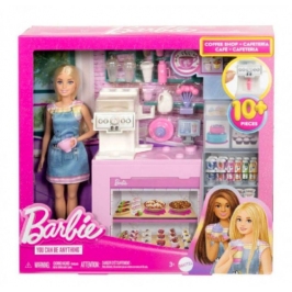 Mattel - Barbie Coffee Shop Playset With Blonde Barista Doll