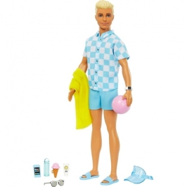 Mattel - Barbie Ken Blonde Doll With Swim Trunks And Beach Themed Accessories / from Assort Mattel - Barbie Ken Blonde Doll With Swim Trunks And Beach Themed Accessories / from Assort
