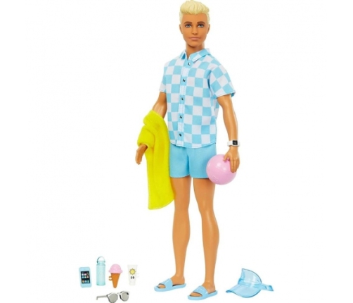 Mattel - Barbie Ken Blonde Doll With Swim Trunks And Beach Themed Accessories / from Assort