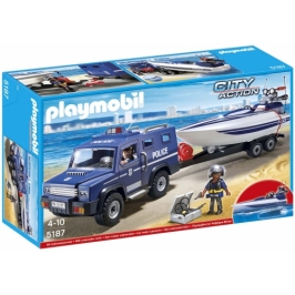 Playmobil 5187 - City Action Police Truck with Speedboat