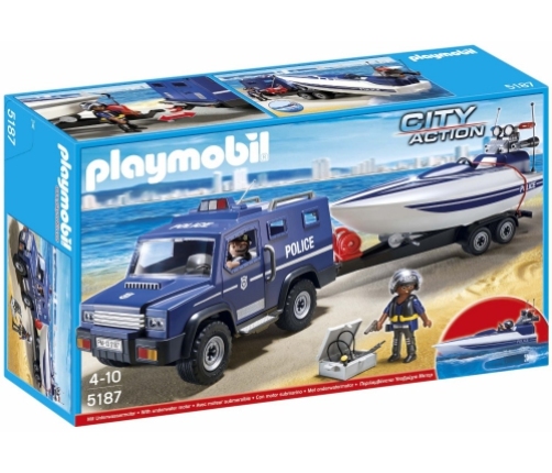 Playmobil 5187 - City Action Police Truck with Speedboat
