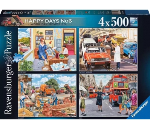 Ravensburger - Puzzle 4x500 Happy Days No 6 Work Day Memories