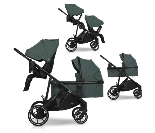 Wózek dziecięcy EasyGo Duoflex Sage Green 2 siedziska 1 gondola