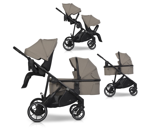 Wózek dziecięcy EasyGo Duoflex Savana Beige 2 siedziska 1 gondola