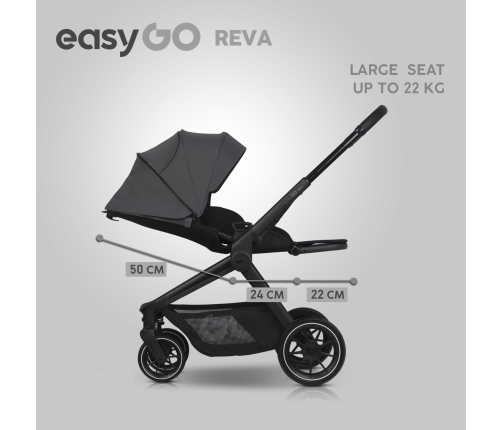 EasyGo Reva Cloudy Gray Bērnu rati 2in1