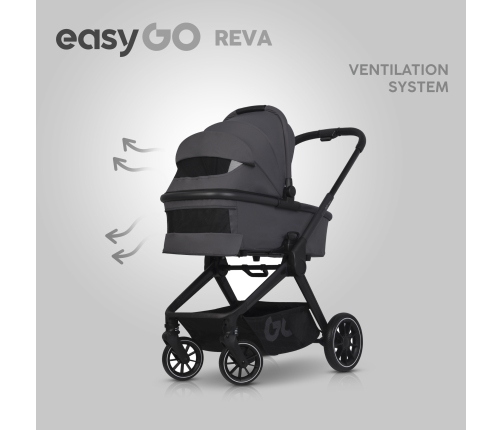 EasyGo Reva Cloudy Gray Bērnu rati 2in1