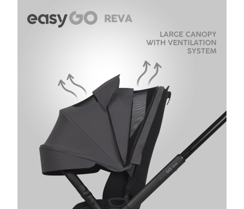 EasyGo Reva Cloudy Gray Bērnu rati 2in1