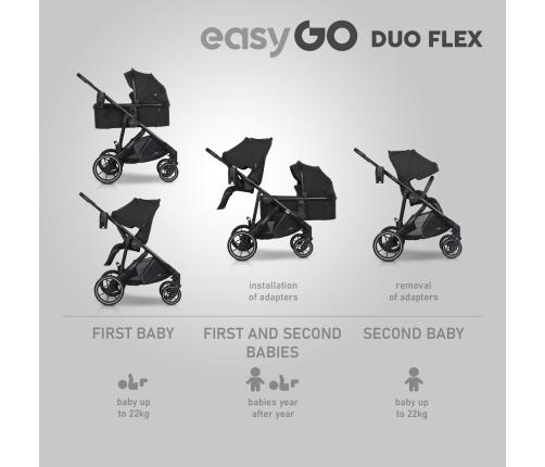 EasyGo Duoflex Ebony Black Pastaigu rati