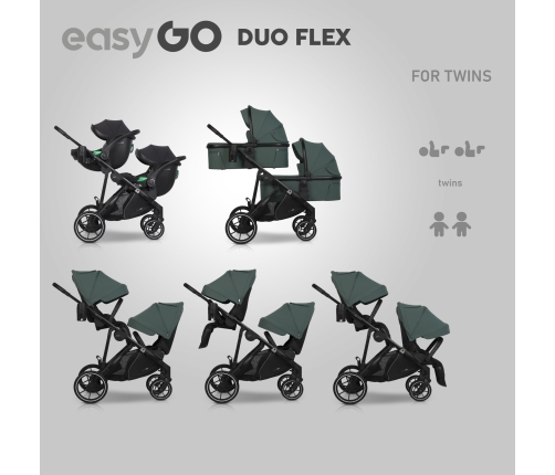 Wózek dziecięcy EasyGo Duoflex Sage Green 2 siedziska 2 gondole