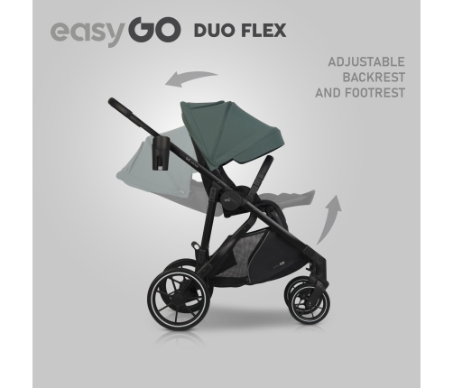 Wózek dziecięcy EasyGo Duoflex Sage Green 2 siedziska 2 gondole