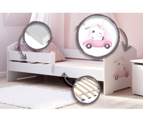 Детская кровать Luk с матрасом и защитным бортиком 164 см x 85 см x 63 см KOT