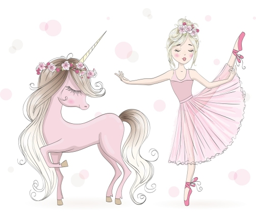 Детская кровать LUK 140x70 с бортиком и матрасом Girl with unicorn