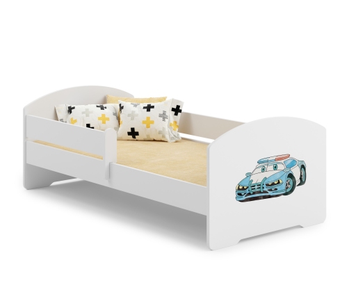 Детская кровать LUK 140x70 с бортиком и матрасом Police