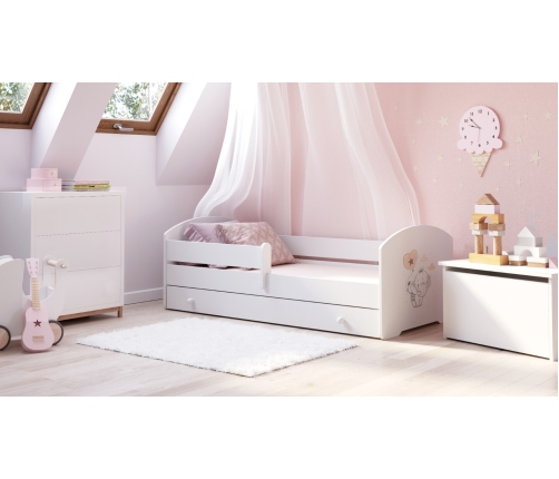 Детская кровать LUK 140x70 с ящиком и матрасом Baby elephant