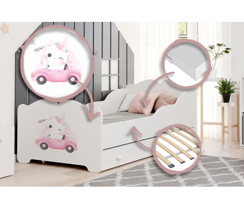 Bērnu gulta Anna 160x80 ar atvilktni Kaķis