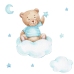 Детская кровать LUK 160x80 с ящиком и матрасом Blue Teddy Bear