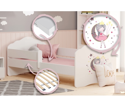 Bērnu gulta FALA ar drošības barjeru 160x80 Sleeping princess