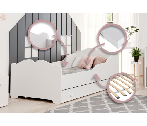 Vienvietīga bērnu gulta ar atvilktni un matraci Anna White 140x70