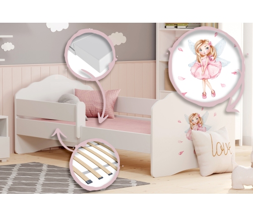 Детская кровать FALA с защитным бортиком 160x80 Girl with wings