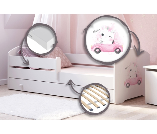 Bērnu gulta LUK ar atvilktni un matraci 160x80 Cat