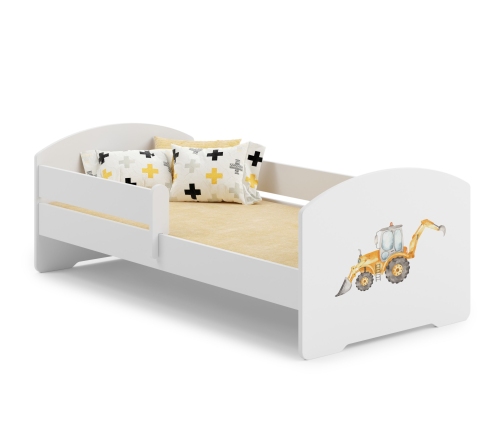 Детская кровать Luk с матрасом и защитным бортиком 164 см x 85 см x 63 см Excavator