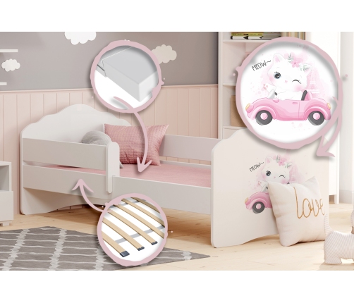 FALA 140x70 bērnu gulta ar drošības barjeru Cat